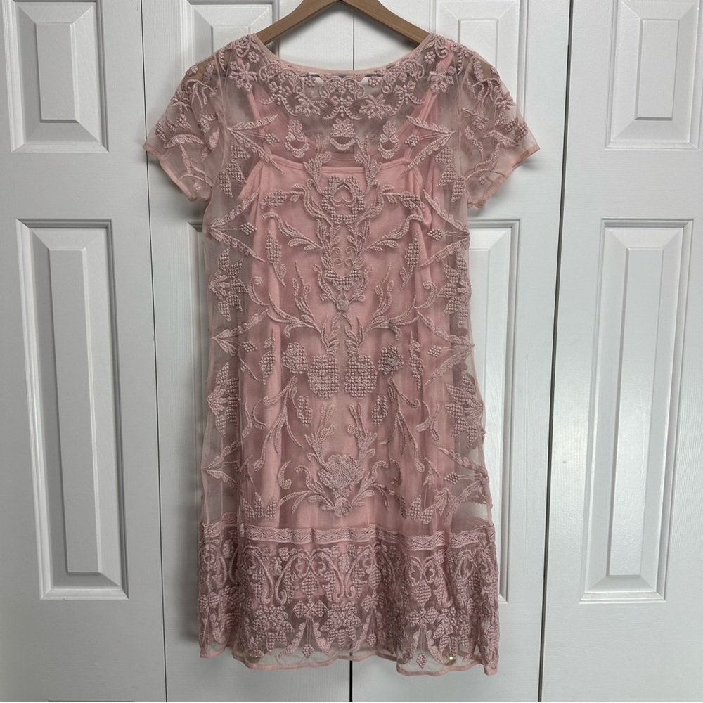 Sundance True Grace Pink Lace Dress Blush Pink Size PXS Coquette Feminine Soft - Picture 10 of 15